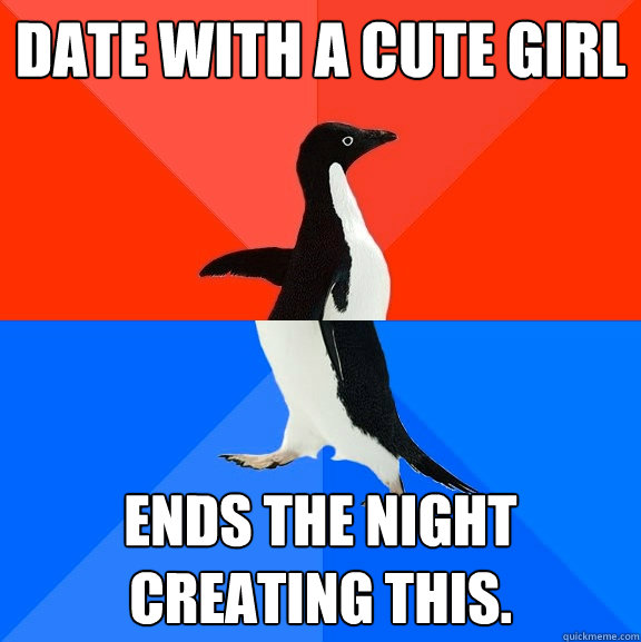 Date with a cute girl ends the night creating this.  Socially Awesome Awkward Penguin