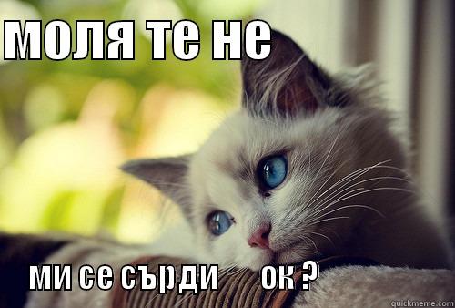 МОЛЯ ТЕ НЕ                    МИ СЕ СЪРДИ       ОК ?                   First World Problems Cat