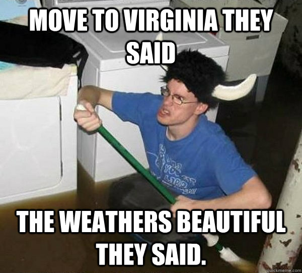 move to Virginia they said the weathers beautiful they said.  They said