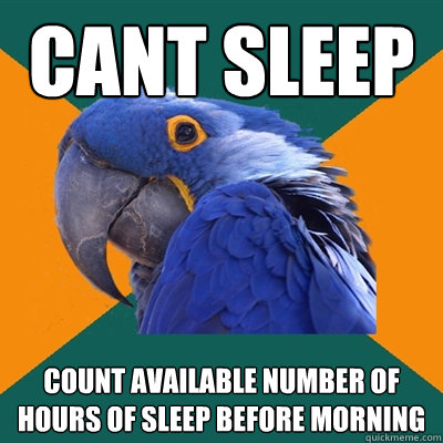 cant sleep count available number of hours of sleep before morning  Paranoid Parrot