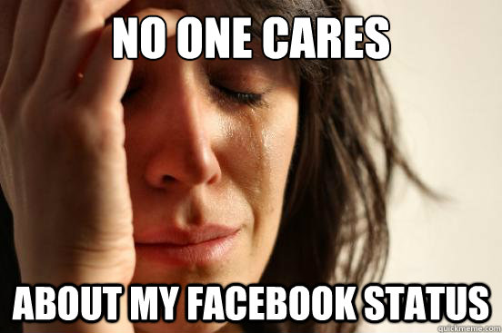 No one cares About my facebook status  First World Problems