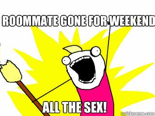 roommate gone for weekend all the sex!  All The Things