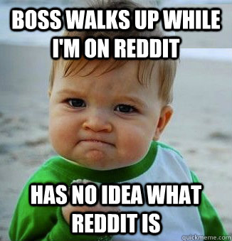 Boss walks up while I'm on Reddit Has no idea what reddit is - Boss walks up while I'm on Reddit Has no idea what reddit is  Success Baby!