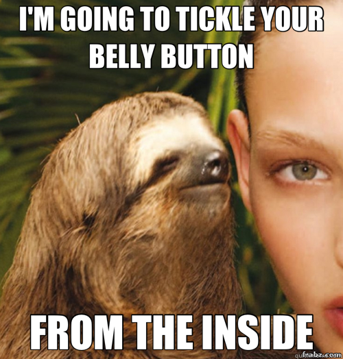 I'M GOING TO TICKLE YOUR BELLY BUTTON FROM THE INSIDE  rape sloth