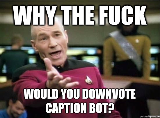 Why the fuck Would you downvote caption bot?  Annoyed Picard HD