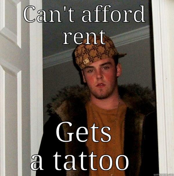 Baggins  - CAN'T AFFORD RENT GETS A TATTOO  Scumbag Steve