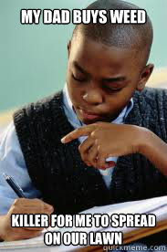 My Dad buys weed killer for me to spread on our lawn  Succesful Black Mans son