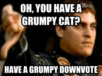 Oh, you have a grumpy cat? Have a grumpy downvote  Downvoting Roman
