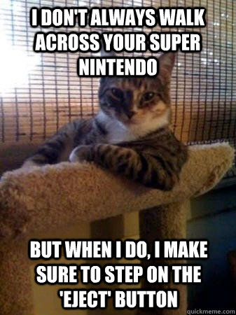 I don't always walk across your Super Nintendo but when I do, i make sure to step on the 'eject' button  The Most Interesting Cat in the World