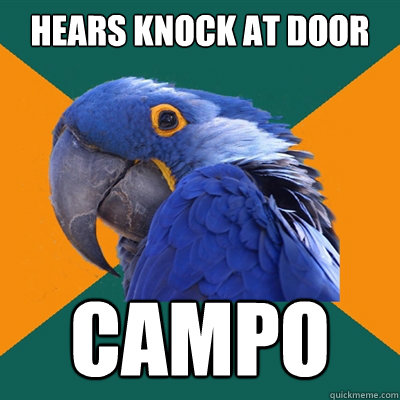 Hears knock at Door CAMPO  Paranoid Parrot