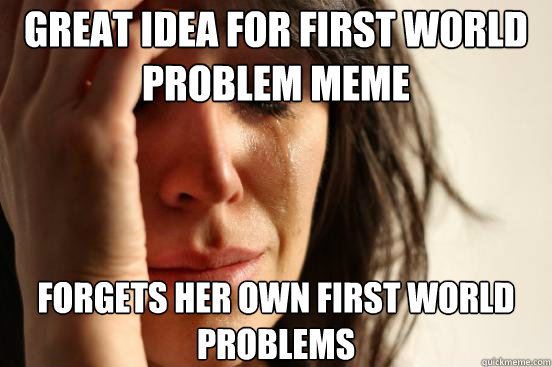 great idea for first world problem meme forgets her own first world problems  First World Problems
