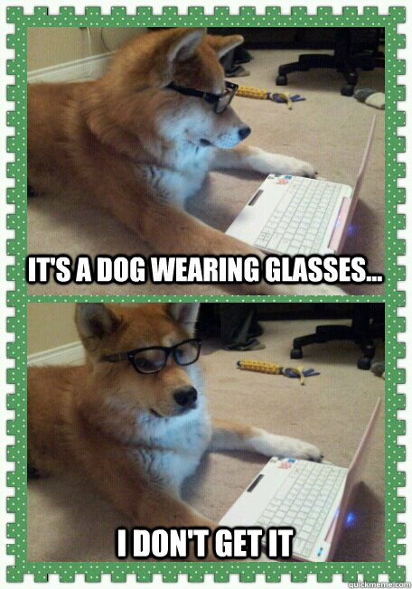 It's a dog wearing glasses... I don't get it  