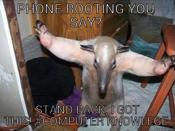 My friend tried rooting and it didnt go so well - PHONE ROOTING YOU SAY?  STAND BACK, I GOT THIS! #COMPUTERKNOWLEGE I got this