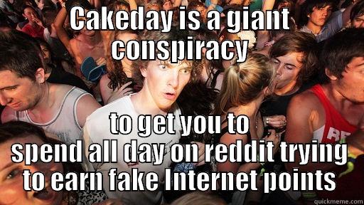 CAKEDAY IS A GIANT CONSPIRACY TO GET YOU TO SPEND ALL DAY ON REDDIT TRYING TO EARN FAKE INTERNET POINTS Sudden Clarity Clarence
