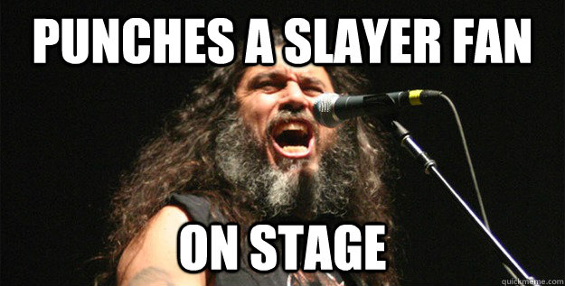 punches a slayer fan  on stage  - punches a slayer fan  on stage   Good Guy Tom Araya