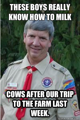 These boys really know how to milk cows after our trip to the farm last week.   Harmless Scout Leader