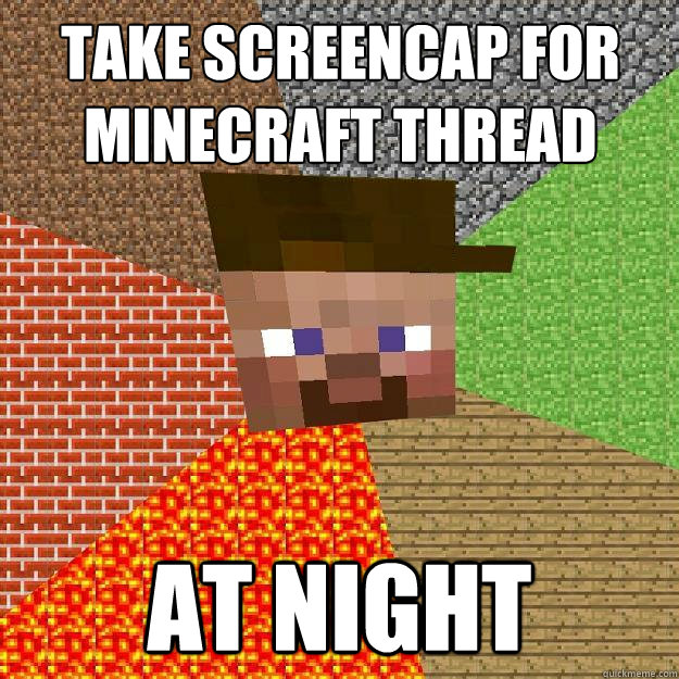 Take screencap for minecraft thread at night  Scumbag minecraft