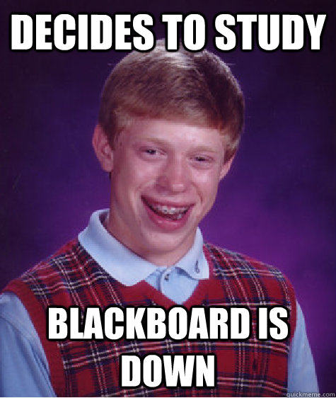 Decides to Study Blackboard is Down  Bad Luck Brian