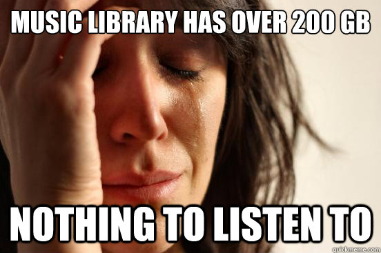 Music Library has over 200 GB Nothing to listen to  First World Problems