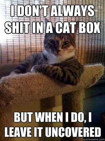 I don't always shit in a cat box but when I do, I leave it uncovered  The Most Interesting Cat in the World