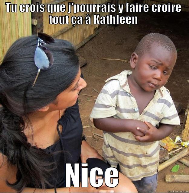 TU CROIS QUE J'POURRAIS Y FAIRE CROIRE TOUT ÇA À KATHLEEN NICE Skeptical Third World Kid