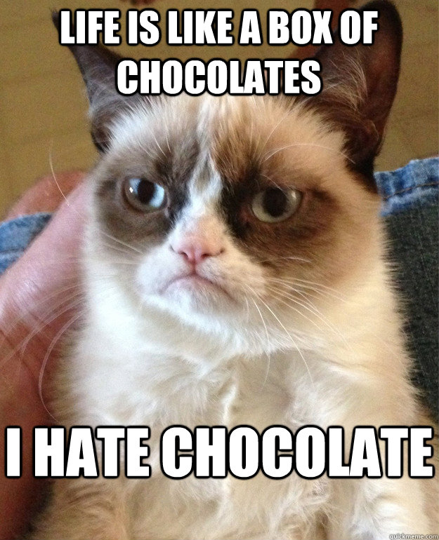 Life is like a box of chocolates I hate chocolate - Life is like a box of chocolates I hate chocolate  Grumpy Cat