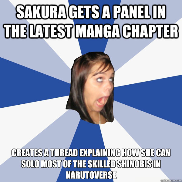 sakura gets a panel in the latest manga chapter creates a thread explaining how she can solo most of the skilled shinobis in narutoverse  Annoying Facebook Girl