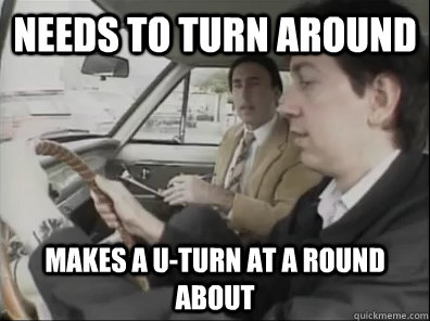 Needs to turn around Makes a U-Turn at a round about  Seattle Driver