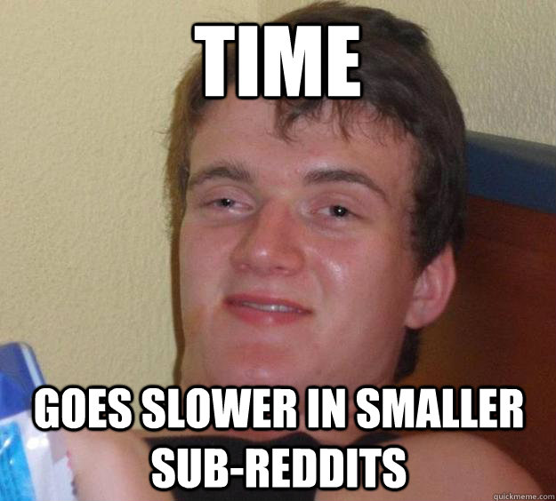 TIME goes slower IN SMALLER SUB-REDDITS - TIME goes slower IN SMALLER SUB-REDDITS  10 Guy