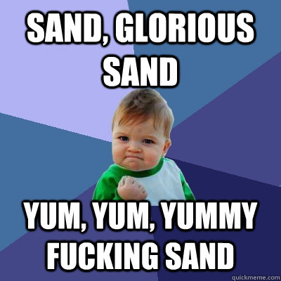 sand, glorious sand yum, yum, yummy fucking sand - sand, glorious sand yum, yum, yummy fucking sand  Success Kid