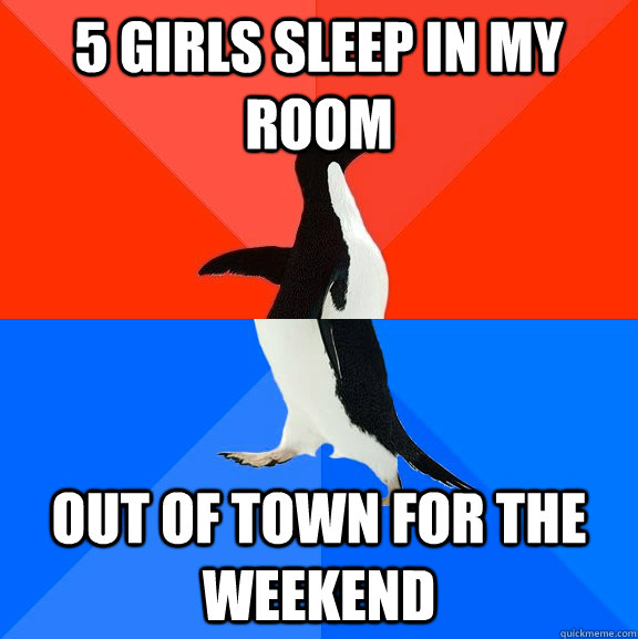 5 girls sleep in my room Out of town for the weekend  Socially Awesome Awkward Penguin