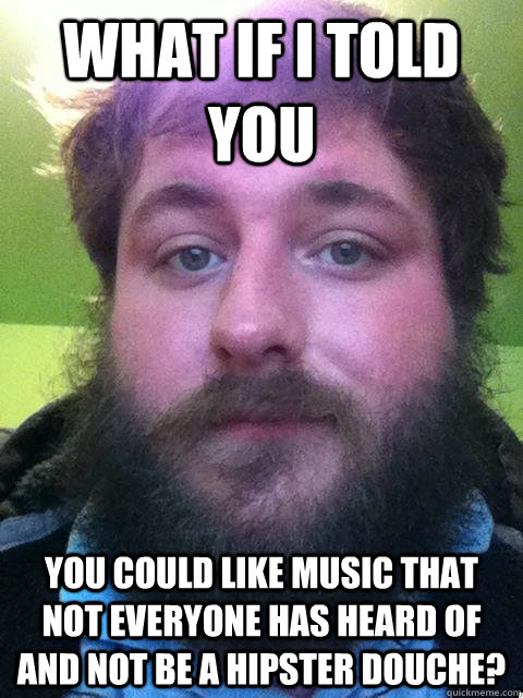 what if i told you you could like music that not everyone has heard of and not be a hipster douche? - what if i told you you could like music that not everyone has heard of and not be a hipster douche?  Misc