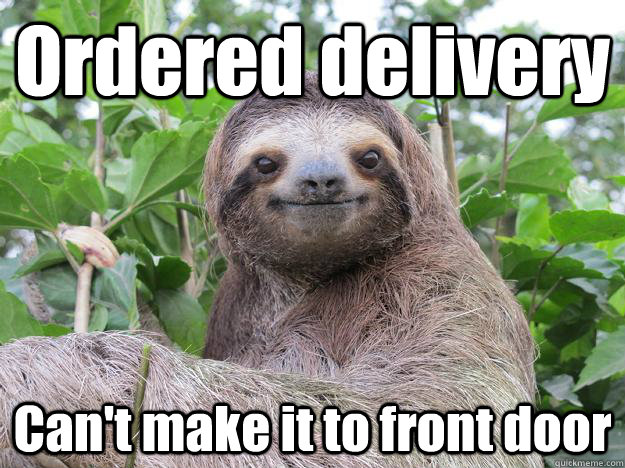 Ordered delivery Can't make it to front door  Stoned Sloth