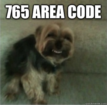 765 area code  - 765 area code   Faggot Dog