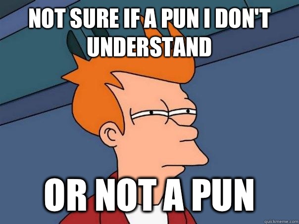 Not sure if a pun I don't understand Or not a pun  Futurama Fry