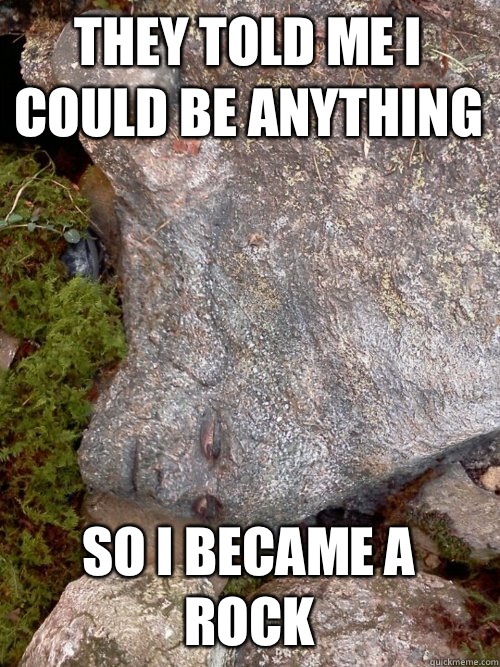 They told me i could be anything So i became a rock  
