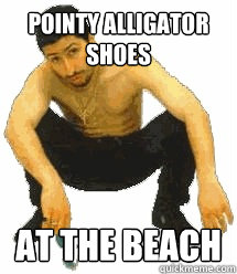 Pointy Alligator shoes at the beach  
