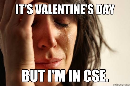 It's Valentine's day But I'm in CSE.  First World Problems