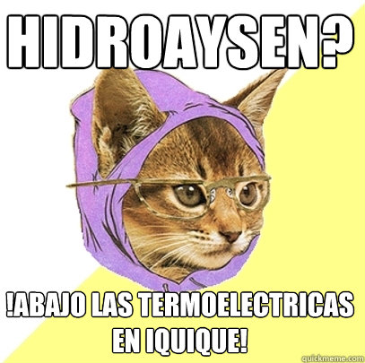Hidroaysen? !Abajo las termoelectricas en iquique!    Hipster Kitty