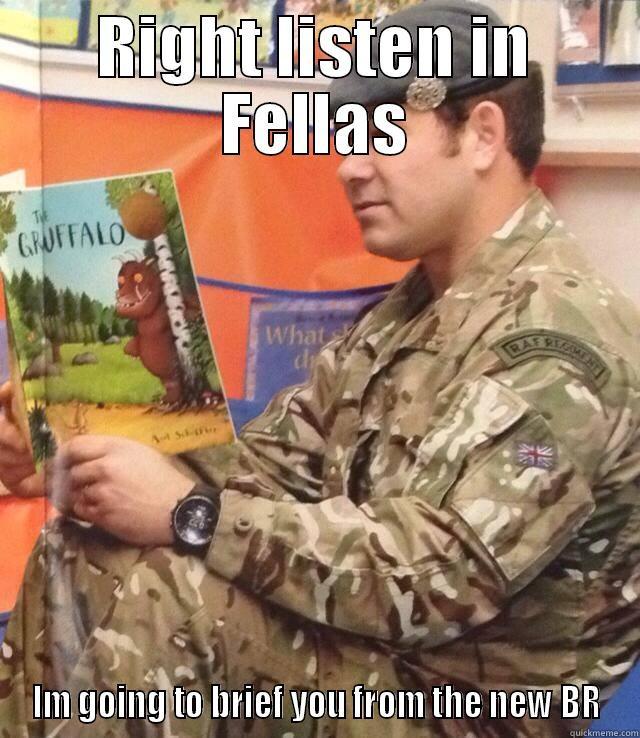RAF Reg Training manual - RIGHT LISTEN IN FELLAS IM GOING TO BRIEF YOU FROM THE NEW BR Evil cows