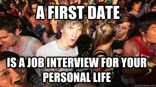 A FIRST DATE IS A JOB INTERVIEW FOR YOUR PERSONAL LIFE  Sudden Clarity Clarence
