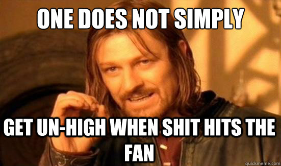 One Does Not Simply Get un-high when shit hits the fan  Boromir