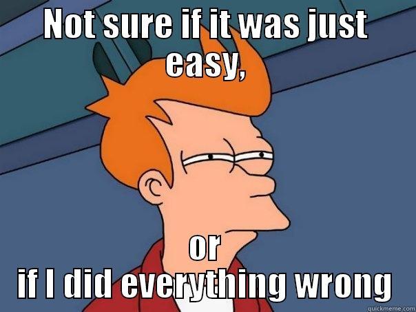 NOT SURE IF IT WAS JUST EASY, OR IF I DID EVERYTHING WRONG Futurama Fry