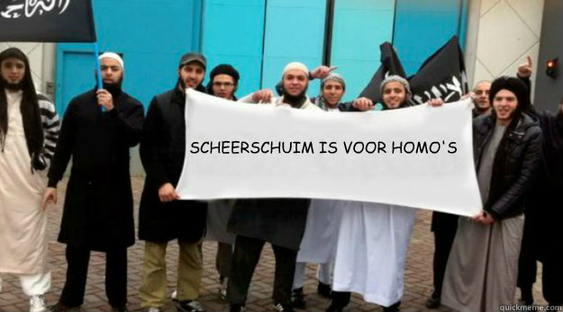SCHEERSCHUIM IS VOOR HOMO'S  Sharia4captioncontests