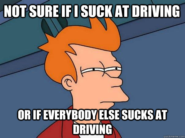 Not sure if I suck at driving Or if everybody else sucks at driving  Futurama Fry