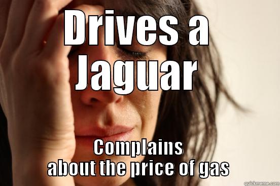 DRIVES A JAGUAR COMPLAINS ABOUT THE PRICE OF GAS First World Problems