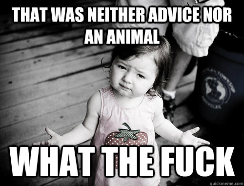 That was neither advice nor an animal what the fuck - That was neither advice nor an animal what the fuck  What Gives Kid