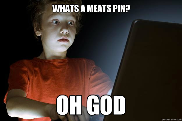 Whats a meats pin? oh god  scared first day on the internet kid