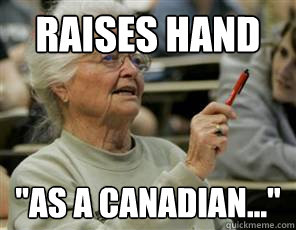 Raises hand 
