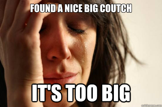 found a nice big coutch it's too big  First World Problems